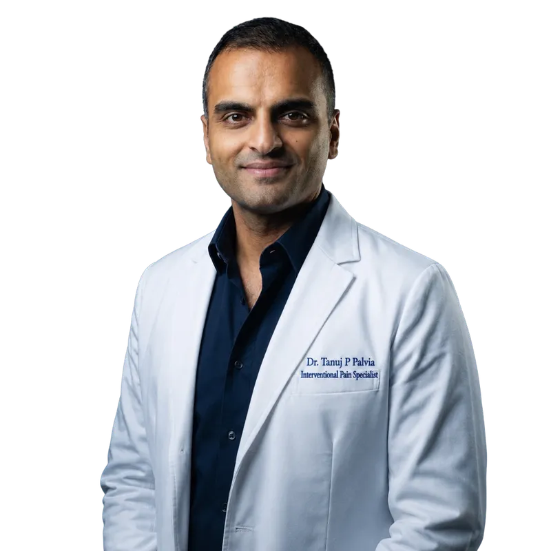 Portrait of Doctor Tanuj Palvia, MD, board-certified interventional pain medicine physician