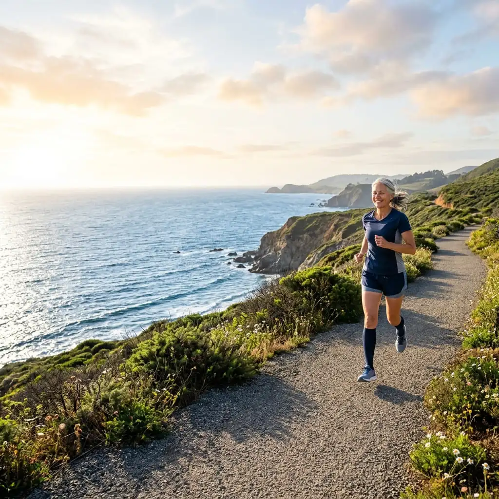 Jogging near ocean